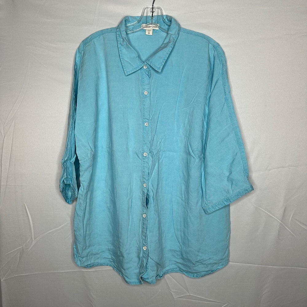 Coldwater Creek Blue Button Up Overshirt